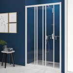 Porte de douche coulissante 3 volets kinedo smart express 120x190 profil� blanc verre transparent