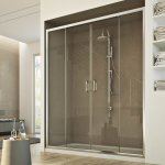 Idralite - porte de douche coulissante verre transparent h 185 mod replay 2 portes 140 cm
