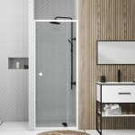 Aurlane ? porte de douche pivotante extensible 78 - 90 cm ? verre tremp� 5 mm ? aluminium laqu� blanc ...