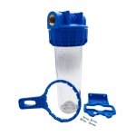 Porte filtre  eau 3p 9''3 / 4 - 26 / 34 - bol transparent - insert laiton 1'
