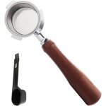 Porte - filtre sans fond de 51 mm avec panier en acier inoxydable  3 oreilles et poigne en bois massif ...
