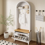 Porte - manteau avec �tag�re � chaussures - meuble d?entr�e avec �tag�re et crochets - rangement pratique ...