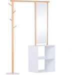 Porte - manteaux meuble d'entr�e vestiaire penderie avec miroir 4 pat�res 2 niches dim. 100l x 34l x ...