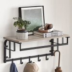 Vasagle portemanteau mural avec �tag�re de rangement, �tag�re murale avec 5 crochets amovibles, �tag�re ...