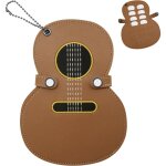 Porte - m�diator de guitare en cuir marron con�u avec 17 emplacements pour m�diator de guitare, �tui ...