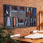 Porte outils mural, mur  outils en mtal, panneau rangement outils avec 17 pices crochets et supports, ...