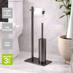 Porte papier toilette avec porte - balai wc int�gr� - acier inoxydable s. 304 noir m�talis� - fixation ...