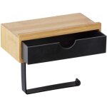 Porte papier - toilette bambusa wenko avec support smartphone et tiroir de rangement, sans perage, design ...