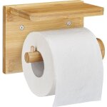 Porte - papier toilette, avec espace de rangement pour portable & lingettes, bambou, hlp 12x16x10, 3 ...