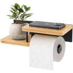 Porte - papier toilette avec �tag�re, porte - papier toilette en bambou en acier et bambou, porte - papier ...