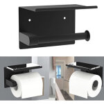 Porte papier toilette, support papier toilette mural, 304 acier inoxydable porte rouleau toilette, noir ...