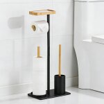 Porte papier toilette sur pied avec brosse wc support papier wc rangement sans percage pour 4 rouleaux, ...