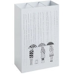 Pegane - porte parapluies en m�tal laqu� blanc motif noir - longueur 30 x hauteur 48 x profondeur 16 ...