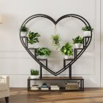 Porte - plantes forme c?ur 138cm - 8 �tag�res avec lampes led de culture - support fleurs m�tal et bois ...