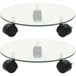 Vidaxl - porte - plantes roulant 2 pcs verre tremp 28 cm rond