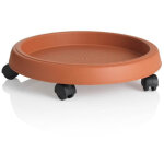 Porte plantes � roulettes - d 35 cm - marron - support pots de fleurs roulant - livraison gratuite