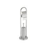 Porte - rouleau en acier inoxydable satin� ? brosse wc incluse ? diam�tre 22 cm ? hauteur 80, 5 cm ? ...