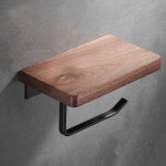 Porte - rouleau de papier toilette en bois massif avec �tag�re pour t�l�phone, porte - papier hygi�nique ...