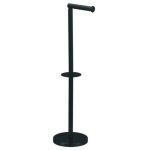 Porte rouleau papier wc sur pied avec system reserve top tournable sur socle acier noir mat msv