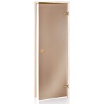 Porte de sauna en verre sécurite 8 mm cadre en pin 70 x 190 bronze Porte de sauna en verre sécurite 8 mm cadre en pin 70 x 190 bronze