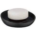 Porte savon cramique badi, porte savon rond, cramique,  11, 5x3 cm, noir mat - wenko