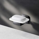 Porte - savon en verre avec support mural