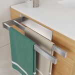 Porte - serviettes double sans per�age - porte - serviettes mural en acier inoxydable bross� argent� ...