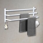 Porte - serviettes mural, en aluminium, à 3 barres, pour la salle de bain et la cuisine, blanc Porte - serviettes mural, en aluminium, à 3 barres, pour la salle de bain et la cuisine, blanc