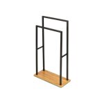 Porte serviettes sur pied bambusa wenko support serviettes stable  2 portants, acier verni mat, base ...