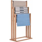 Relax4life - porte - serviettes sur pied en bambou avec 3 barres inox pour serviettes, v�tements, torchons, ...