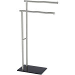 Wenko - porte serviettes sur pied lima 2 barres s�che serviettes, acier inox et base lest�e en verre ...