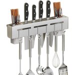 Porte - ustensiles de cuisine avec 6 crochets amovibles, barre ustensiles cuisine mural, porte - ustensiles ...