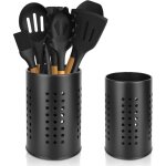 Porte - ustensiles de cuisine en acier inoxydable - panier � couverts rond - noir