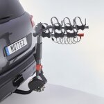 Porte - v�lo 3 v�los �lectriques suspendus sur attelage rabattable hercule 3 elec