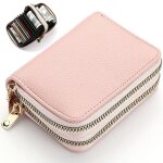 Portefeuille accord�on � double fermeture �clair - bleu / rose - porte - cartes en pu -