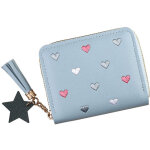 Portefeuille court zipp� - pompon - porte - cartes / monnaie - pu -