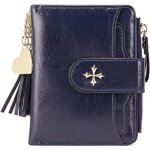 Portefeuille en cuir avec blocage rfid pour femme (bleu fonc�)