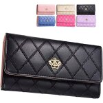 Portefeuille en cuir pu lady money long fashion crown (noir)