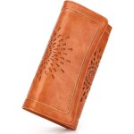 Portefeuille femme en cuir grande capacit� � trois volets (marron),