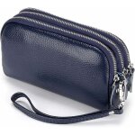 Portefeuille pour femme en cuir v�ritable (bleu) - fei yu