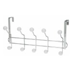 Portemanteau en mtal pour porte 5 / 10 crochets. finition blanche.