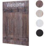 Portemanteau mural hwc - c89, welcome, 91x60cm - brun naturel shabby