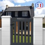 Portillon aluminium mod�le ajour� en kit dimensions l. 1000 (entre piliers) x h. 1200 couleurs gris (ral ...