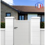 Portillon aluminium mod�le plein en kit dimensions l. 1000 (entre piliers) x h. 1700 mm couleurs blanc ...