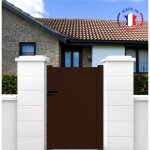 Portillon aluminium mod�le plein en kit dimensions l. 1000 (entre piliers) x h. 1900 mm couleurs marron ...