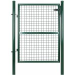 Portillon de jardin grillag�, cl�ture avec serrure, porte 106 x 125 cm (l x h), tube rond, vert