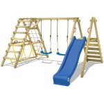 Wickey - portique balanoire aire de jeux smart shake avec toboggan - extension d'escalade - bleu