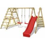 Wickey - portique balançoire aire de jeux smart shake avec toboggan - extension d'escalade - rouge Wickey - portique balançoire aire de jeux smart shake avec toboggan - extension d'escalade - rouge