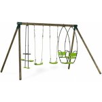 Portique bois  nelio  - avec 2 balanoires , 1 vis -  - vis et 1 nacelle.