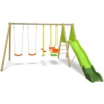 Portique bois poutre m�tal 2, 30 m techwood kaheco - 8 enfants